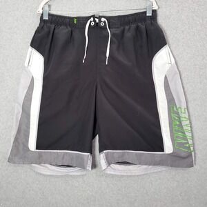 Nike Men Swimwear Large‎ Black Swim Trunks Logo Spellout Summer